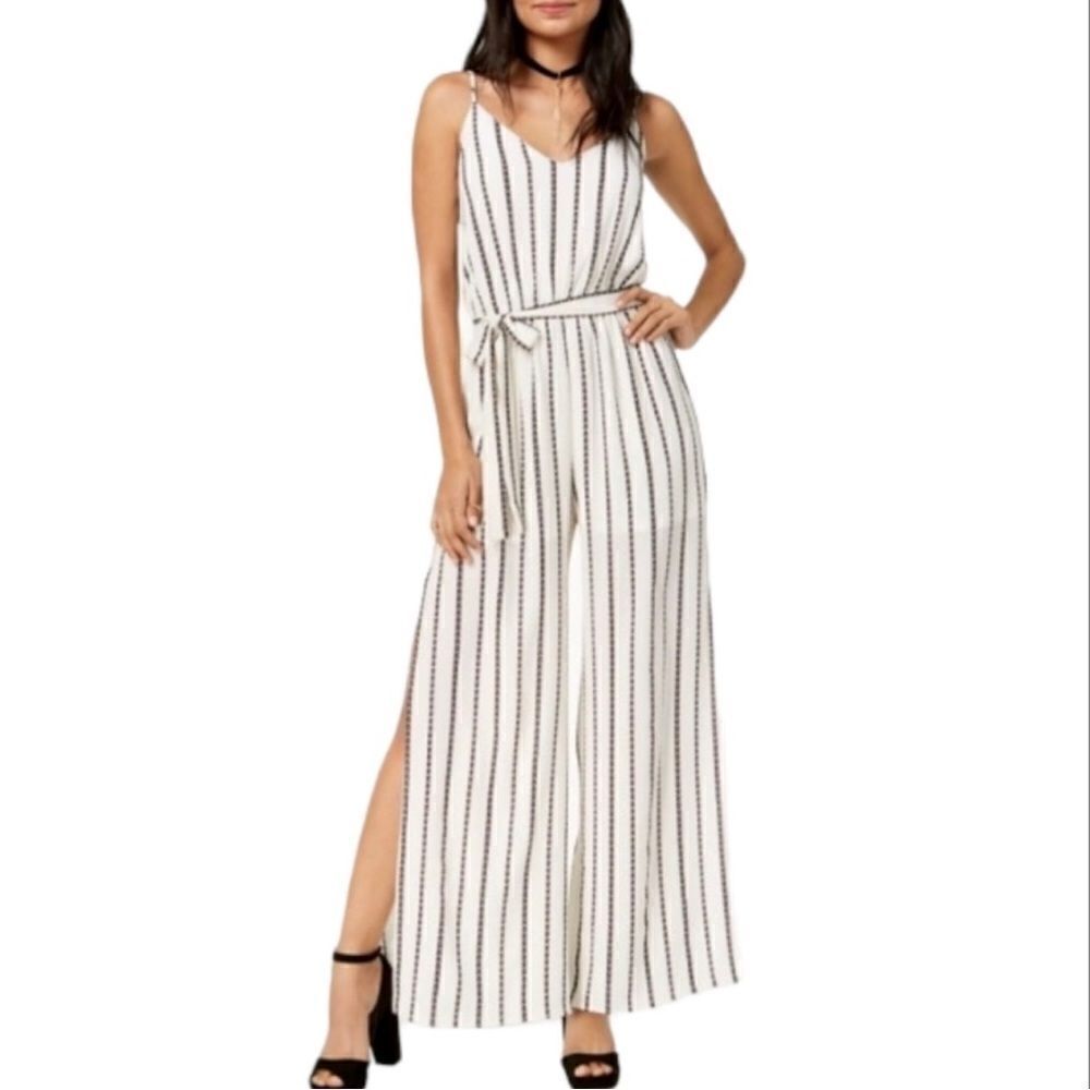 One Clothing jumpsuit Los Angeles arrow stripe sleeveless slit leg XS